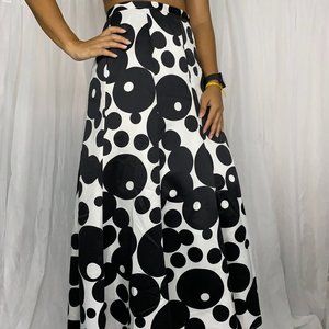 Venus Black & White Spotted Maxi Skirt